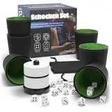 Gamingo Schocken Set Komplett mit 6 Würfelbechern, Schockbesteck & Würfeln, hochwertiges Schocken Würfelspiel Set, langlebiges Schockbesteck Set - ideal fürs Schocken Spiel