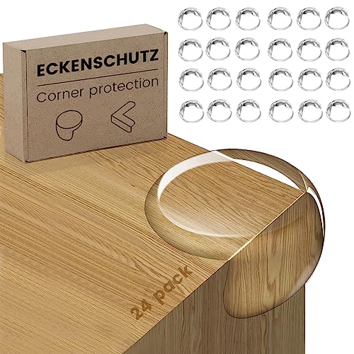 FUHOMI 24 Stücks Kantenschutz Baby Eckenschutz Baby Selbstklebend Transparent Tischkantenschutz Eckschutzkanten Baby kindersicherung Mit Verbessertem Superkleber für Baby Sicherheit (24PCS)