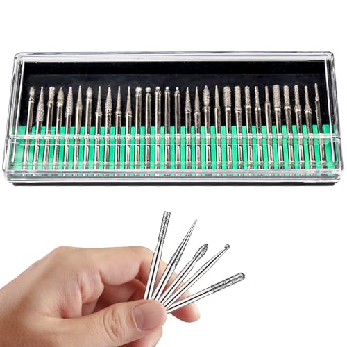 30 Stück Diamant Fräser Set,Schaft 1/8 Zoll,Schleifstift,Mini Fräser,Schleifaufsätze,Diamantfräser Schleifstifte Entgrater,für Stein,Glas,Keramik,Schnitzen,Schleifen,Polieren,Gravieren,Bohren