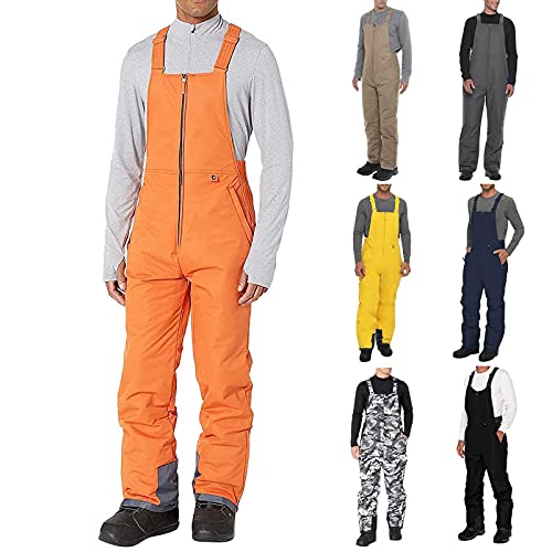 Herren Ski-Lätzchen & Hose – Skihose mit Lätzchen, Herren-Lawine Isolierte Latzhose, Skihose, isolierte Hose, Schneehose, warme Skianzüge, Snowboard-Arbeitshose, weiß, XXL