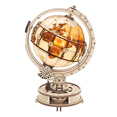 ROKR Holzpuzzle Erwachsene 3D Holz Puzzle Modell Mit Globus Modellbau, 180 Teilen, Luminous Globe