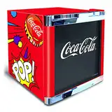 °CUBES Coca Cola PopArt Kühlschrank 115L | Getränkekühlschrank groß mit Glastür, perfekt für Partys & Gewerbe | Energieeffizient, 84,5 cm hoch, 104 kWh/Jahr - Flaschenkühlschrank groß