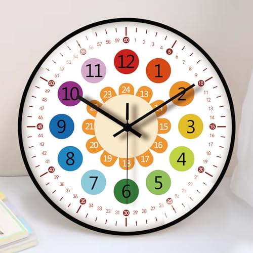 Kinder Wanduhr ohne Tickgeräusche: 30cm wanduhr Lernuhr Kinder Wanduhr Wanduhr Kinderzimmeruhr für Mädchen und Jungen für Kinderzimmer, Küche, Wohnzimmer, Schlafzimmer, Büro