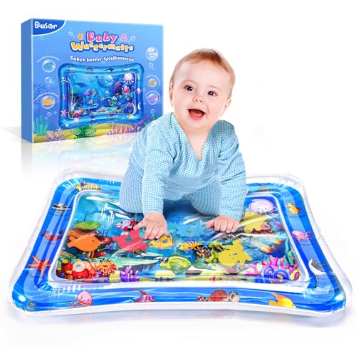 Dusor Wassermatte Baby Spielzeug 3 6 9 Monate, Wasserspielmatte BPA-frei, Spielmatte Baby, Aufblasbare Bauchzeit Matte, Spaßaktivitäten Das Stimulationswachstum Ihres Babys