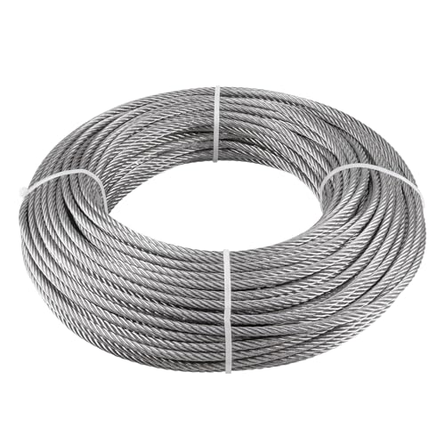 TooTaci 4,8mm T316 Edelstahlseil, 30M /4,8mm Drahtseil, Schwerlast-Geländerset – 7×19 Litzen Marinequalität 316L Stahlseil für Außenbereiche wie Geländersysteme, Balkone, Treppen
