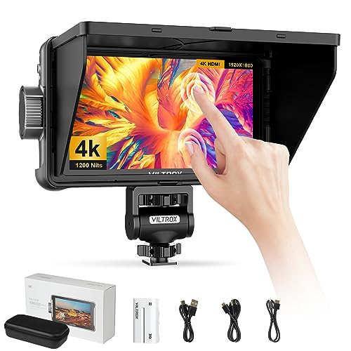 VILTROX DC-550 Pro Kamera Field Monitor 1200Nit 5.5 Zoll 4K HDMI Camera Monitor mit Akku,Full HD 1920x1080 IPS,5.5 Inch 3D LUT mit Sonnenschutzhaube,Aufbewahrungstasche für Sony Canon Nikon DSLR