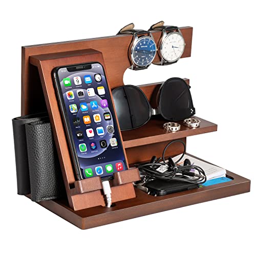 Vatertagsgeschenk für Papa, Geschenke für Männer, Holz Telefon Dockingstation, Papa Geschenk Vatertag, Nachttisch Organizer, Männer Geschenk Geburtstag, Geschenke für Papa Ehemann, Männergeschenke