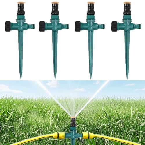 4pcs 360° Drehbarer Gartensprenger, Rasensprenger, Wassersprenger Einstellbar Automatische, Sprinkler für Garten Rasenbewässerung, Gilt für Gärten, Rasenflächen Gemüsegärten