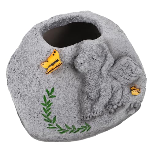 VANZACK Hundegedenkstein Blumenpot aus Resin Tiergrabmal für Garten Dekorativer Pflanzenpot für Erinnerungen an Haustiere Langlebig Vielseitig Einsetzbar für Drinnen Draußen