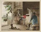PSVDCTOO Vintage Malerei Poster Poster Bilder Drei Männer in einem Kurzwarenladen Country Store Dolbyville von Edwin Austin Abbey für Home Dekoration60x90cm
