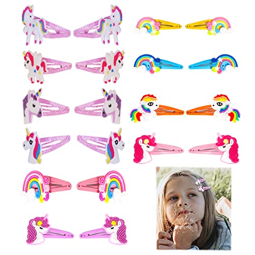 TSLRSA 20 Pcs Einhorn Haarspangen Mädchen Haar Accessoires,Einhorn Haarspangen Mädchen Baby Mädchen Regenbogen Haarspangen Regenbogen Haarspangen Haarspangen mehrfarbig