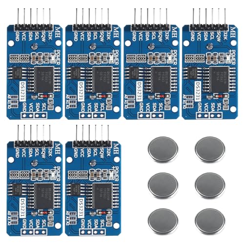 APKLVSR Real-Time Clock RTC Modul kompatibel mit I2C Echtzeituhr,Uhrmodul I2C RTC-Modul für Arduino und RPi mit Batterie(6 Stück)