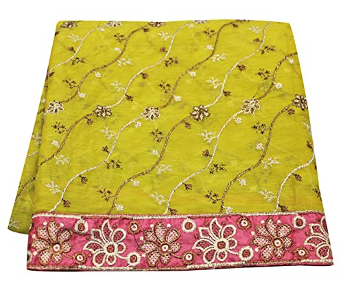 Peegli Grüne Jahrgang Dupatta Indische Frauen Schals Chiffon DIY Craft Material Blumen Lange Schals