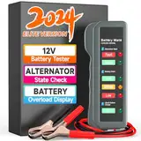 ANCEL BM310 12V Autobatterietester, 6 LED Kfz Lichtmaschinentester, Batterieprüfer, Analysator zur Überprüfung der Ladezustand, Startfähigkeit, Überlast-Anzeige, für Auto & Motorrad