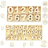 Favengo 216 Stück Holzbuchstaben Natur Kinder Holzzahlen Buchstaben Holz Zahlen Alphabet Und Nummer 0-9 Zahlen aus Holz Großbuchstaben A-Z mit Holzkisten für Kunsthandwerk Schule Kindergarten Deko