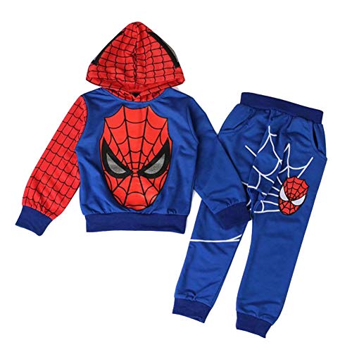 ALANTOP Jungen Casual Trainingsanzug Hoodies Kinder 2-teiliges Outfit Cosplay Superheld Spinne Kostüm Set Langarm Sport Anzug Sweatshirt