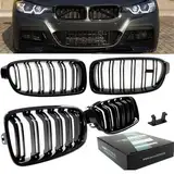 DM Autoteile 1632 Kühlergrill Grill Schwarz Glanz Doppelsteg Sport kompatibel für BMW 3er F30 F31 alle Modelle 2011-2019 +Emblemhalter