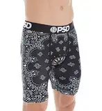 PSD Unterwäsche Herren Stretch Wide Band Boxer Brief Unterwäsche - Bandana Print | Atmungsaktiv 17,8 cm Schrittlänge - Schwarz - X-Large