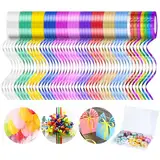 YSWOVUO 48 Rollen Geschenkband, 5MM Schleifenband Set, 10M Ringelband Ballonband, Geschenkbänder für Ballonverschlüsse, Geschenkverpackung, Hochzeitsdeko, Basteln