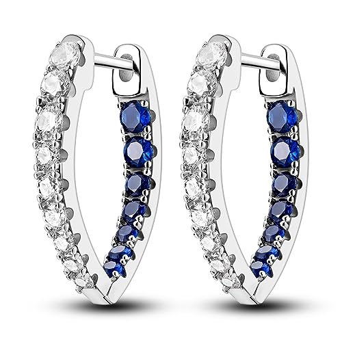 Creolen aus 925er-Sterlingsilber für Damen und Mädchen hypoallergene Huggie-Ohrringe mit Platin-Zirkonia Diamant-Schmuck ideal als Geschenk (V-förmige Ohrringe)