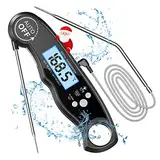 CIRYCASE Weinthermometer Fleischthermometer Digital, Sofort Lesen Bratenthermometer Grillthermometer, Externe Lange Sonde mit 102cm-Edelstahlkabel, Alarmeinstellung, Backofenthermometer für Küche, BBQ