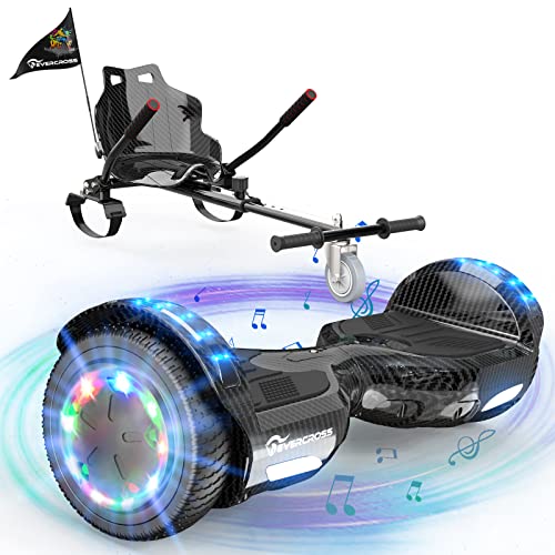 EVERCROSS 6,5" Hoverboards mit Sitz, Self Balance Scooter mit Bluetooth & LED, Hover Board mit Hoverkart mit 4Ah Batterie für Kinder Jügen Erwachsen