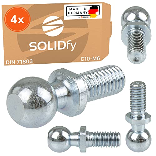 SOLIDfy® - [4x] Kugelzapfen C10 M6 DIN 71803 Form C mit Gewindezapfen verzinkt 10mm