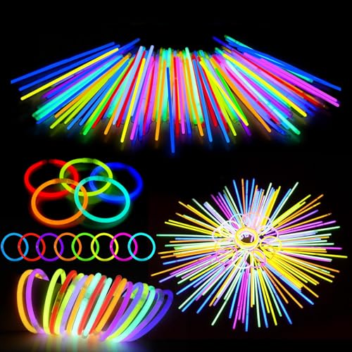 Kangtaixin Knicklichter Leuchtstäbe - 100er Party-Set mit 100 Verbindern, Leuchtende Armbänder & Halsketten für Kinder & Erwachsene, Perfekt für Neon-Partys, Geburtstage & Events