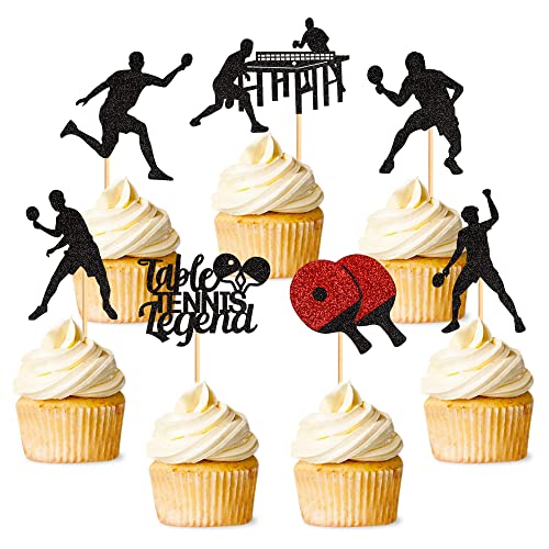 28 Stück Tischtennis-Themen-Cupcake-Topper, Trophäe, Schläger, Medaillen, Tischtennis, Liebes-Tischtennis-Schild, lustige Kit-Ballspiele-Cupcake-Topper, Sport-Themen-Partyzubehör