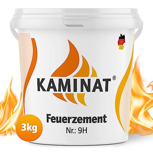 Kaminat Nr. 9H Profi Reparaturmörtel für extra hohe Temperaturen 1250°C, Feuerfester Mörtel, Kaminkleber und Schamottestein Kleber (3,00kg)