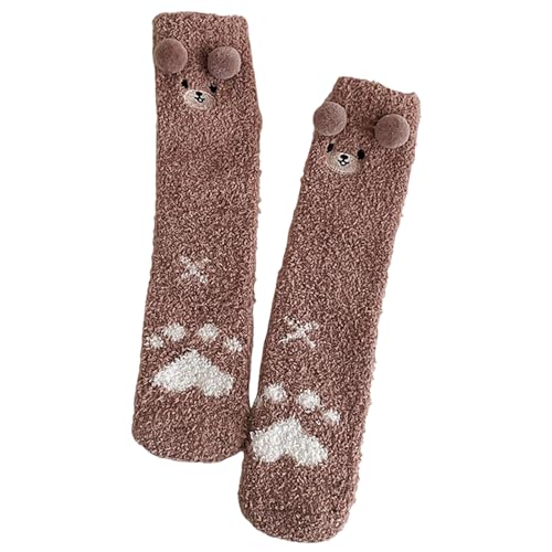 Modische warme Damenstrümpfe Strümpfe, modisches Muster, niedliche bequeme Socken, verdickte warme, bequeme Socken für drinnen draußen im Winter Bequeme Socken für zu Hause (Brown, One Size)