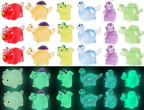 Mrltau 30 pcs Mini Dinosaurier aus Kunstharz, Leuchtend Winzige Dinosaurier Spielzeuge im Dunkeln, Mini Dinosaurier Figuren, Dino Figuren, Kleine Dinosaurier Figuren, Mini Figuren