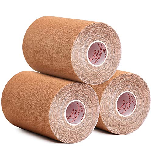 Kinesiologie Tape Set, Elastisches Klebeband 5cm/ 7.5cm/ 10cm x 5m, Sport Muskeln Zentrum Fitness Band (Khaki, 10cmX5m)