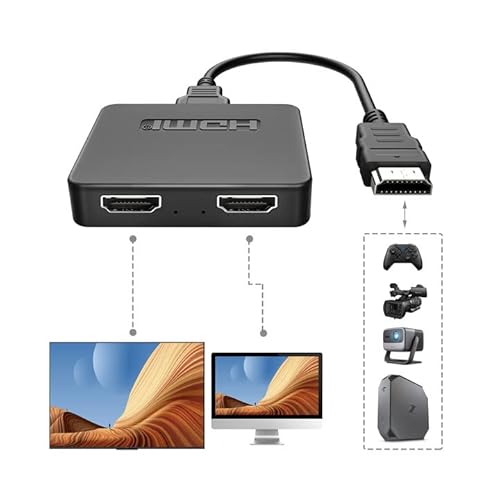 NEWCARE HDMI Splitter 2 Monitore Gleichzeitig, Hdmi Splitter 1 in 2 Out (NOT Extend), hdmi Verteiler 1 in 2 Out Gleichzeitig, HDMI Verteiler 1 auf 2 Monitore Duplizieren/Nur Spiegel