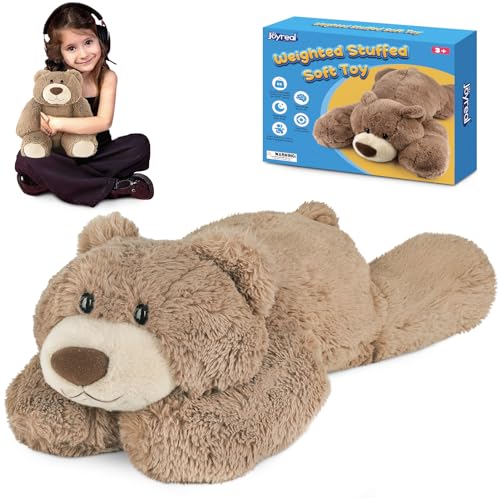 Joyreal 1.5 kg Gewichteter Teddybär gegen Angst, Angstbewältigung für Erwachsene, Gewichteter Plüschbär, Sensorische Spielzeuge für Autismus, Gewichtete Stofftiere 1,5 kg Weighted Stuffed Animal Toy