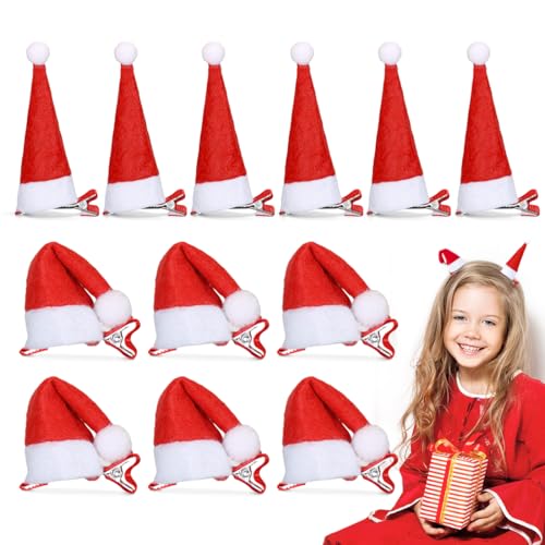 Weihnachts Haarschmuck, 12 Pcs Rot Santa Hut Haarschmuck, Mini Weihnachtsmütze Haarklammern, Weihnachtsschmuck Damen, Weihnachts Kopfschmuck Erwachsene, Weihnachts Haarclips Für Mädchen Damen