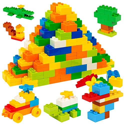Hiume Groß Bausteine, 240 Stück Steinebox , Kompatibel mit duplo Steinen und Allen Großen Marken, STEM Spielzeug ab 2 3 4 5 Jahre, Kreatives Lernspielzeug für Jungen und Mädchen