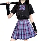 NOGRAX Schuluniform Mädchen Schuluniform Schüler Seifuku Bluse Faltenrockkrawatte Volles Girl Plaidrock Rosa Uniformen Für Frau