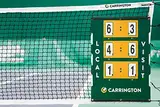 Tennis Anzeigetafel - Spielstandanzeiger aus uPVC-Wetterfest - schwarz/orange - ENGLISCH (Home-Guest) oder FRANZÖSISCH (Locaux - Visiteurs) - 60 x 46cm (Englisch (Home : Guest) - 60 x 46cm)