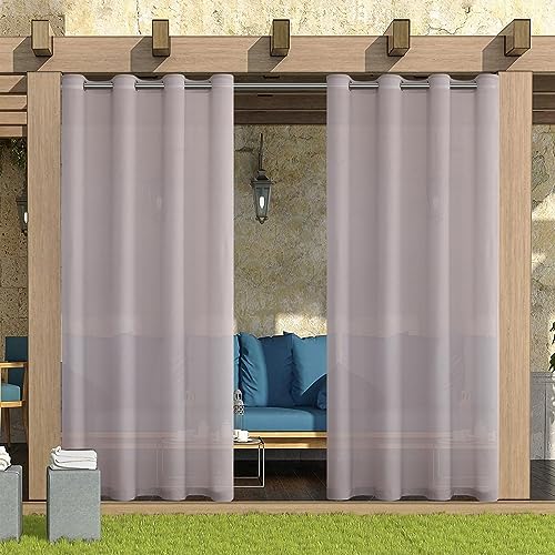 XNSHUN Outdoor Vorhang Wasserdicht Transparent Wetterfest Mit Ösen, 2er Set H 243 X B 132 cm, Grau Transparent Pavillon Vorhänge Für Balkon Terrasse Wasserdicht Sichtschutz Sonnenschutz