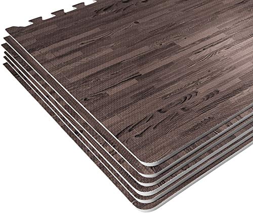 lulupila Schutzmatten Bodenschutz Matten Puzzlematten Fitness Matte 20er Set Yogamatten Gymnastikmatten Unterlegmatten für Pool Trainingsmatten Pilatesmatten für Fitnessgeräte (Holzoptik-Dunkel)