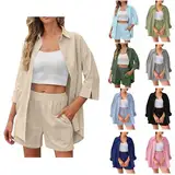 Generic Angebote Tages Blitzangebote Heute Sport Anzug Für Damen Kurz Sommer Somm Zweiteiler Sommer Damen Hawaii Hippie Oberteil Zweiteiler Damen Elegant Festlich(2-Khaki,M)