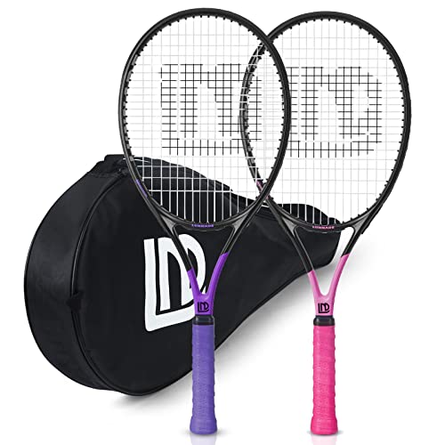 LUNNADE 27 Zoll Tennisschläger für Erwachsene, 2 Tennisschläger mit Hülle,Geeignet für Damen Herren Anfänger und Fortgeschrittene
