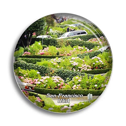 Kühlschrankmagnet USA Amerika Lombard Street San Francisco Glasmagnete für Kühlschrank Souvenirs Niedlicher Kristallmagnet Dekor für Whiteboard Büro Zuhause Geschenk