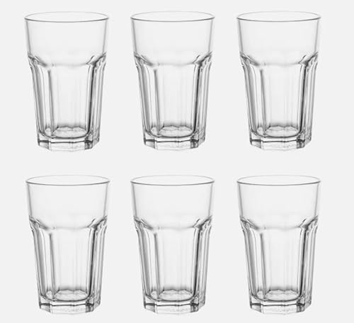 6-er Set Gläser Pokal - Glas für Cocktail Longdrink Wasser Tee Kaffee bis 120°C - 350ml - 14cm hoch - spülmaschinenfest