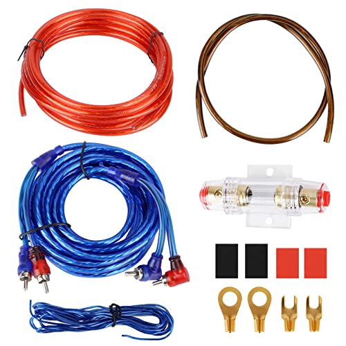 Queiting Verstärker Kabelsatz Anschluss Set Endstufe Kabel 8GA Car Audio Wire Wiring Sicherungshalter Gabelkabelschuhen AGU Sicherung