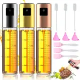 3 Stück 100 ml Ölsprüher zum Kochen Öl sprühflasche Ölsprüher für Speiseöl Transparen Glas Ölspray Zum Kochen Öl Sprühflasche Essig und Ölflaschen Set mit Backpinsel Flaschenbürste und Öltrichter