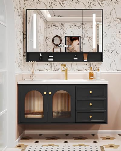 JINSHAWAN Bad Möbel Set, Waschbecken Mit Unterschrank, Wandmontierter Badezimmerschrank, Für Master Suites Mieteinheiten