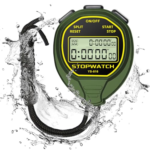 LIGHIGH wasserdichte Stoppuhr Timer, 30 Runden geteilter Speicher, Großem Display einfache Digitale Stoppuhr, keine Uhr/Wecker/Kalender/Geräusch Sport Stoppuhr für Schwimmen Laufen Fußball Trainer