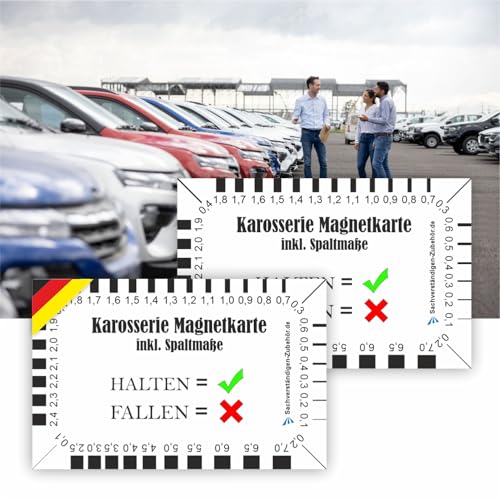 Sachverständigen-Zubehör® Magnetkarten [2 Set] für Gebrauchtwagen Profis [Rissmonitor + Auto Spachtelmasse Prüfer] 83 x 53 mm | Lackprüfer für Auto | Haftkraft 115 g/cm² Magnetkarte Spaltmaß